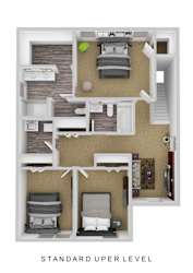 a floor plan of a room with a bed and a chair