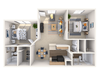B2, 2 br, 2 ba, 897 sq. ft.