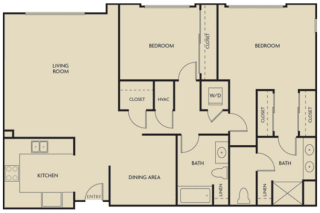 2 bed  2 Bath 1269 square feet floor plan A