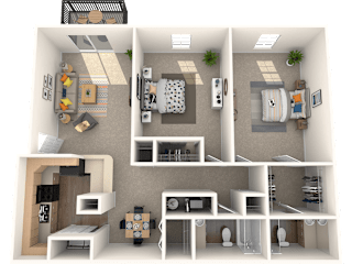 Floor Plan 2 Bed - 2 Bath