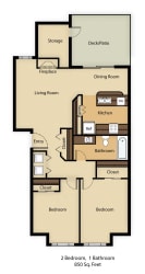 2 Bed - 1 Bath, 850 sq ft