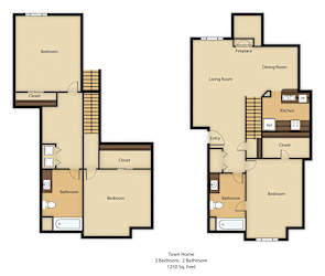 3 Bed - 2 Bath, 1250 sq ft