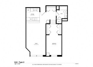 One Bed One Bath Platform Floor Plan One Bed One Bath Platform Floor Plan at Cosmopolitan Apartments, Minnesota, 55101