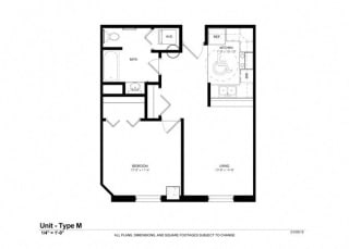 1 Bedroom 1 Bathroom Floor Plan 1 Bedroom 1 Bathroom Floor Plan at Cosmopolitan Apartments, Saint Paul