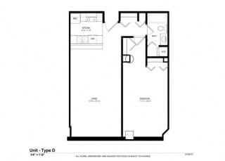 One Bed One Bath Floor Plan One Bed One Bath Floor Plan at Cosmopolitan Apartments, Saint Paul, MN, 55101