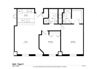 2 Bed - 2 Bath |804 sq ft floorplan 2 Bed - 2 Bath |804 sq ft floorplan at Cosmopolitan Apartments, Saint Paul