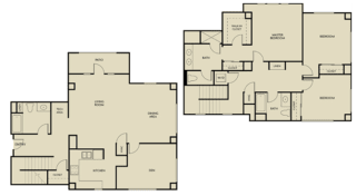 3 bed + Den 3 Bath 1900-1945 square feet Townhouse floor plan