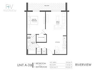 1 Bed - 1 Bath |820 sq ft floorplan