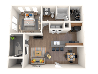 1 Bed - 1 Bath, 754 square feet Adamo floor plan