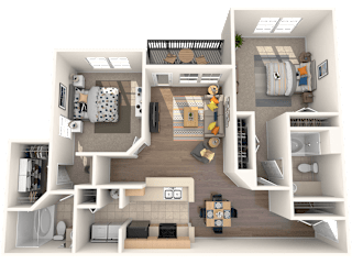 Ashford at Spring Lake Atlanta Apartments two bedroom two bathroom 1186 square feet