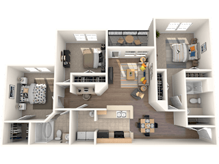 Ashford at Spring Lake Atlanta Apartment Three Bedroom Two Bathroom 1365 square foot