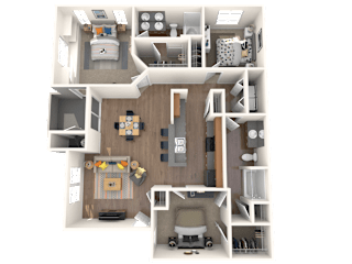 3 Bed - 2 Bath, 1289 square feet Bellus floor plan