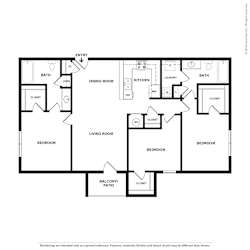 OakRidge_TN_Apartment_CentennialVillage_3 bedroom 2 bath 2D