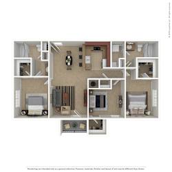 OakRidge_TN_Apartment_CentennialVillage_3 bedroom 2 bath 3D Furnished
