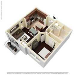 1 Bed - 1 Bath |717 sq ft A3 floorplan