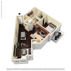 1 Bed - 1 Bath |829 sq ft A6 floorplan