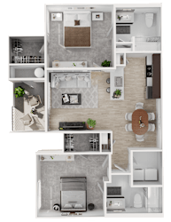 A floor plan of a house with a kitchen, living room, and bathroom.