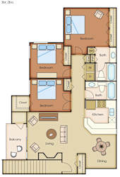 3 Bedroom, 2 Bathroom Floorplan