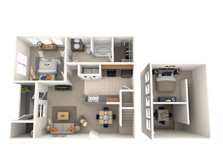 1 Bed - 1 Bath, 839 square feet Fidelis floor plan