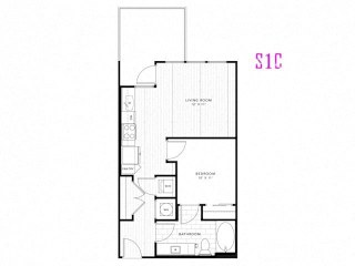 S1C Studio 572 square feet floor plan