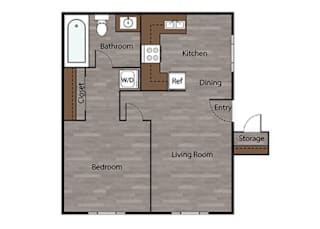 1 Bed - 1 Bath |452 sq ft Jr One Bedroom floorplan