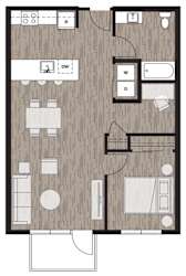 1 bed 1 bath floor plan I at Riverfront Everett, Everett, Washington