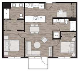 2 bed 2 bath floor plan Kat Riverfront Everett, Everett, WA