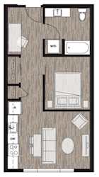 1 bed 1 bath floor plan I at Riverfront Everett, Everett, Washington