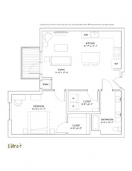 Floor Plan 1 Bed 1 Bath Claret