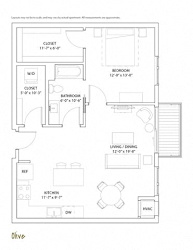 Floor Plan 1 Bed 1 Bath Olive