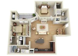 2 Bed 2 Bath Floor Plan at Uptown Lake Apartments, Minnesota, 55408