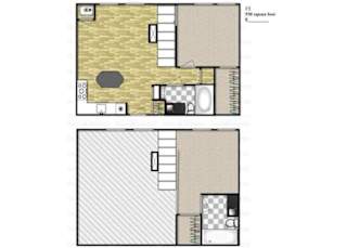 Two bedroom Two bathroom Floor Plan at Uptown Lake Apartments, Minneapolis, 55408