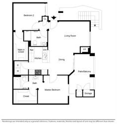 2 Bed - 2 Bath |1040 sq ft Two Bedroom floorplan