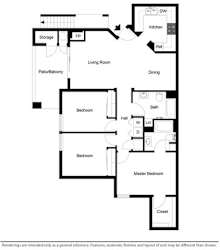 3 Bed - 2 Bath |1262 sq ft Three Bedroom floorplan
