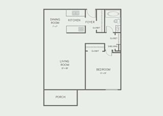 1 Bed, 1 Bath, 720 sq. ft. A floor plan