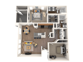 2 Bed - 2 Bath, 1058 square feet Opes floor plan