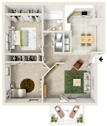 Floor Plan 2 Bedroom 1 Bath Standard