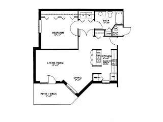 Floor Plan 1 Bedroom 1 Bath Deluxe