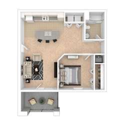 Sevierville_TN_Apartment_OverlookatAllensville_1 bedroom 1 bath 3D Furnished