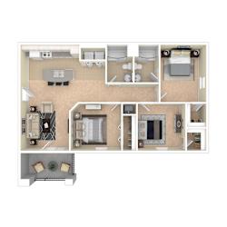 Sevierville_TN_Apartment_OverlookatAllensville_3 bedroom 2 bath 3D Furnished