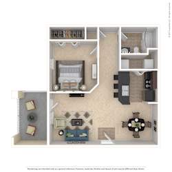 Sevierville_TN_Apartment_OverlookatAllensville_1 bedroom 1 bath 3D Furnished