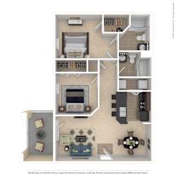 Sevierville_TN_Apartment_OverlookatAllensville_2 bedroom 2 bath 3D Furnished