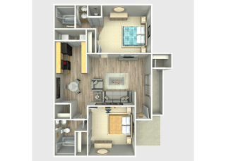 Rio Grande 2 Bed 2 Bath Floor Plan 2 Bed, 2 Bath, 950 sq. ft. Rio Grande Floor Plan
