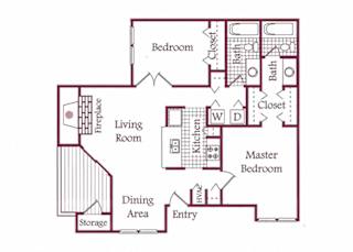 2 Bed, 2 Bath, 984 square feet floor plan