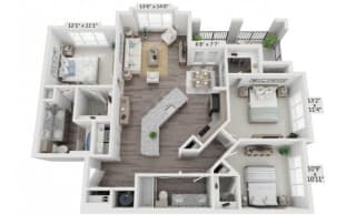 3 bedroom apartment floorplan in Georgetown TX near Round Rock and Austin, 1,362 sq ft at Williamson at the Overlook