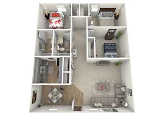 Folly 3 bedroom 2 bathroom apartment floor plan at The Jaunt Apartments in Charleston South Carolina, offering a spacious design with modern features in a pet friendly apartment community for rent