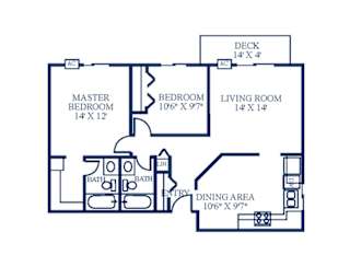 Floor Plan Two Bedroom Corner Kitchen