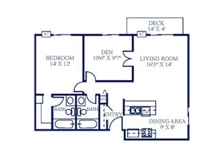 Floor Plan One Bedroom Plus Den