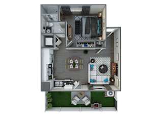 1 bedroom floor plan at Alowyn Homes at Centennial in North Las Vegas with 839 sq ft open layout