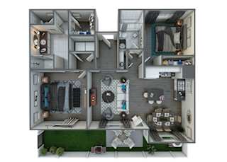 2 bedroom 2 bathroom floor plan at Alowyn Homes at Centennial North Las Vegas with 1,271 sq ft